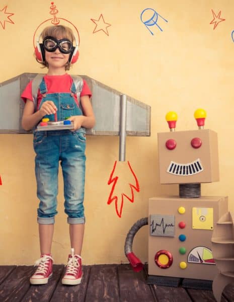 enfant bricolage robot planète